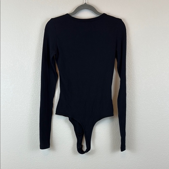 Agolde Leila Black Fitted Ribbed Knit Bodysuit Size Small - Picture 3 of 7